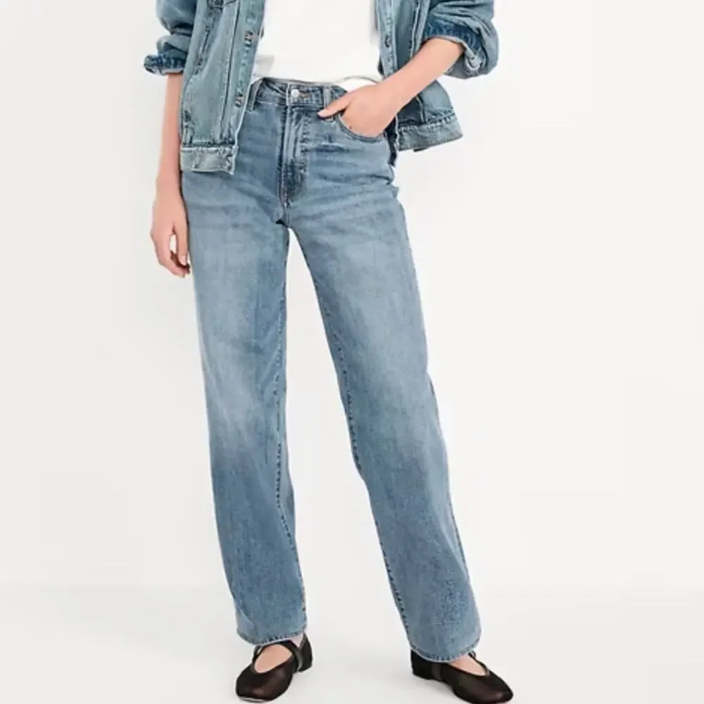 Old Navy OG LOOSE Secret-Smooth High Rise Denim High Waist Straight Leg Jeans - Picture 2 of 9